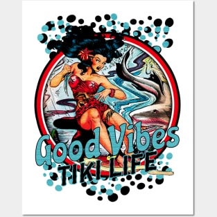 Good Vibes Tiki Life Seven Seas Beach Lifestyle- Distressed Look Posters and Art